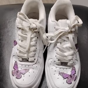 Nike White and Lavender Butterfly Sneakers